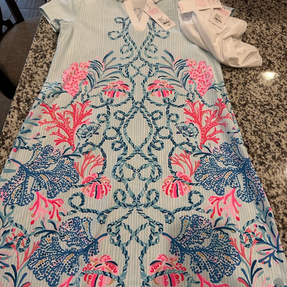 Lilly Pulitzer Blue and Pink Midi Dress